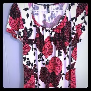 Maurice’s Brand Pink & Black Floral Print Shirt